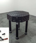 Achtkanttisch 1000mm x 1000mm, Stahl S355J2+N, plasmanitriert, höhenverstellbare Tischfüße, Gewicht 355 kg, 4000kg Last