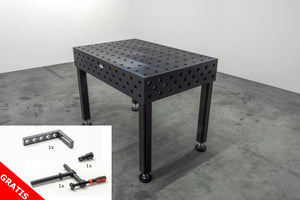 Schweißtisch 1200mm x 800mm, 15mm Plattenstärke, Wangenhöhe 200mm, verstärkte Unterkonstruktion mit Flachstahl, inkl. Montageset
