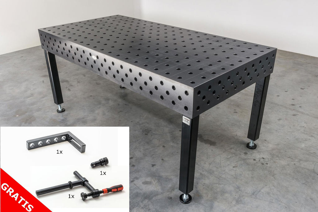Schweißtisch 2000mm x 1000mm PRO | plasmanitriert | diagonale Lochung | inklusive StarterSet