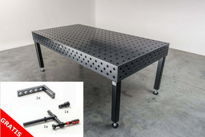 Schweißtisch 2400mm x 1200mm PRO, plasmanitriert, Stahl S355J2+N, verschleißfest, höhenverstellbare Tischfüße, Gewicht 986 kg