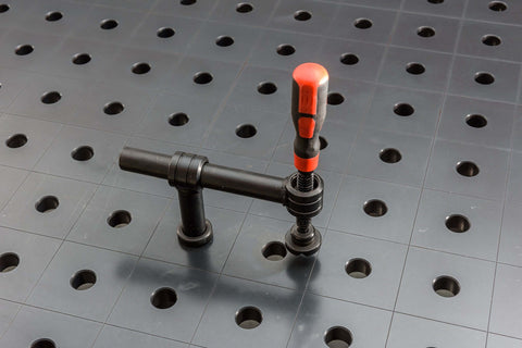 Profi-Schraubzwinge 90° brüniert, nitriert, max. Spannhöhe 340mm, stufenlos verstellbar 0° - 360°, System 28